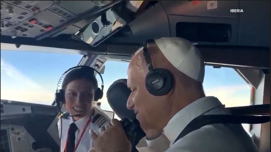 Pope Leo joins pilots in cockpit of Barcelona flight